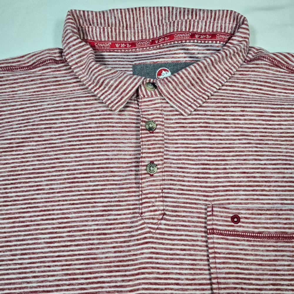 Canada Weather Gear Striped‎ Polo Shirt Casual Golf Men's XL Red White